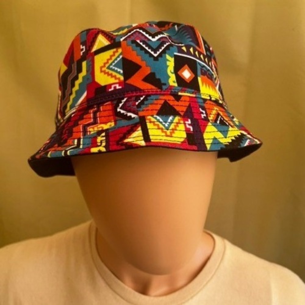 DGK Bucket Hat Unisex One Size Multicolor Geometric Tribal Print Streetwear Bold